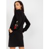 Černé mikinové šaty s výšivkou
