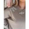 Světle hnědá dámská lehká mikina s ozdobnými akcenty CRYSTALIA (Velikost ONE SIZE)