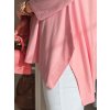 Světle růžová dámská asymetrická oversize halenka s přívěskem COMFILA