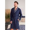 Tmavě modrý pánský župan s pruhovaným límcem Doctor Nap