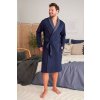 Tmavě modrý pánský župan s pruhovaným límcem Doctor Nap