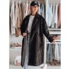 Černý dámský dlouhý oversize kabát LORINESS (Velikost S)