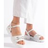 Bílé kožené sandály s nízkou platformou