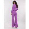 Fialové dámské společenské kalhoty s kapsami a páskem