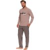 Béžové pánské pyžamo s kostkovanými kalhotami