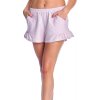 Růžové pruhované šortky na spaní s volánky (Velikost L)