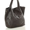 MARCO MAZZINI Tmavě hnědá velká dámská kožená shopper kabelka (Velikost ONE SIZE)