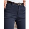 Tmavě modré dámské slim fit kalhoty s vysokým pasem