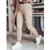 Béžové dámské slim fit kalhoty s vysokým pasem