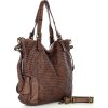MARCO MAZZINI tmavě hnědá kožená shopper kabelka s pleteným vzorem