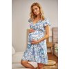 Světle modrá dámská vzorovaná těhotenská/kojící noční košile z viskózy Doctor Nap