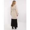 Béžový dámský dvouřadý kabát se zavazováním v pase