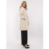 Béžový dámský dvouřadý kabát se zavazováním v pase