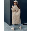 Béžový dámský dlouhý prošívaný kabátek TRENDIFY