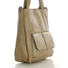 MARCO MAZZINI Taupe dámská kožená shopper kabelka