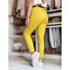 Hořčicové dámské slim fit kalhoty s páskem LINESKA