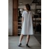 Elegantní dámské bílé midi šaty s límečkem (Rozmiar S)