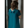 Elegantní dámské smaragdové midi šaty s límečkem (Rozmiar S)