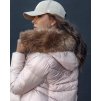 (Vel. S) Dámská světle růžová zimní prošívaná bunda s kapucí WINTERCHIC
