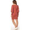 Cihlově oranžové mini šaty s nabíranými rukávy (Rozmiar S)