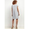 Šedé dámské lněné šaty se záhybem na zádech (Rozmiar 3XL)