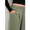 Khaki dámské bavlněné tepláky s širokými nohavicemi (Rozmiar L)