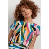 Barevný dámský top z viskózy s abstraktním vzorem (Rozmiar 3XL)