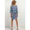 Modré šaty z jemné viskózové tkaniny s elegantním květinovým vzorem (Rozmiar S)