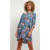 Modré šaty z jemné viskózové tkaniny s elegantním květinovým vzorem (Rozmiar S)