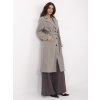 Béžovo-šedý dámský dlouhý kabát s kapsami (Velikost ONE SIZE)