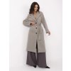 Béžovo-šedý dámský dlouhý kabát s kapsami (Velikost ONE SIZE)