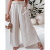 Béžové dámské pruhované viskózové kalhoty SUMMERLINE