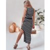 Bílo-černý žebrovaný dámský set s pruhovaným vzorem SUMMERSA