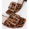 Tvídové leopardí nazouváky na sloupku, podpatek 5,5 cm