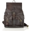 MARCO MAZZINI tmavě hnědý kožený batoh s kapsami