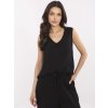 Černá dámská volná viskózová halenka bez rukávů