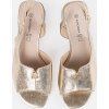 Dámské zlaté sandály na podpatku, podpatek 5 cm