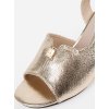 Dámské zlaté sandály na podpatku, podpatek 5 cm