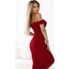 Vínové dámské šaty s odhalenými rameny a výstřihem CALLIE