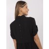 Černé dámské viskózové košilové šaty s krátkým rukávem