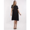Černé dámské viskózové košilové šaty s krátkým rukávem