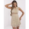 Béžové dámské krajkové šaty bez rukávů