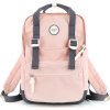 Himawari Růžovo-šedý dámský městský batoh se zapínáním na zip