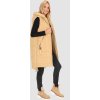 Dlouhá béžová zateplená dámská vesta s kapucí