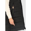 Dlouhá černá zateplená dámská vesta s kapucí