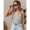 Bílo-černé dámské pruhované body z viskózy na ramínka STRIP BACK