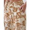 Camel-smetanové dámské letní široké kalhoty LOVEGARDEN s květinovým vzorem