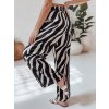 Černo-smetanové dámské široké letní kalhoty ZEBRAVIBE