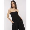Dámský černý overal z viskózy s odhalenými rameny