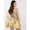 Žlutý dámský květinový set blejzru a sukně se všitými kraťasy